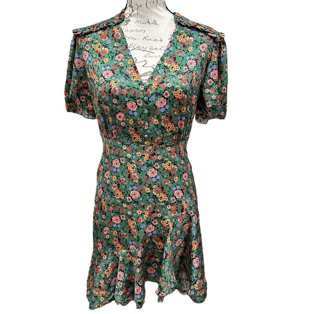 NWT Sandro Marta Floral-Print Twill Mini Dress - Picture 2 of 8